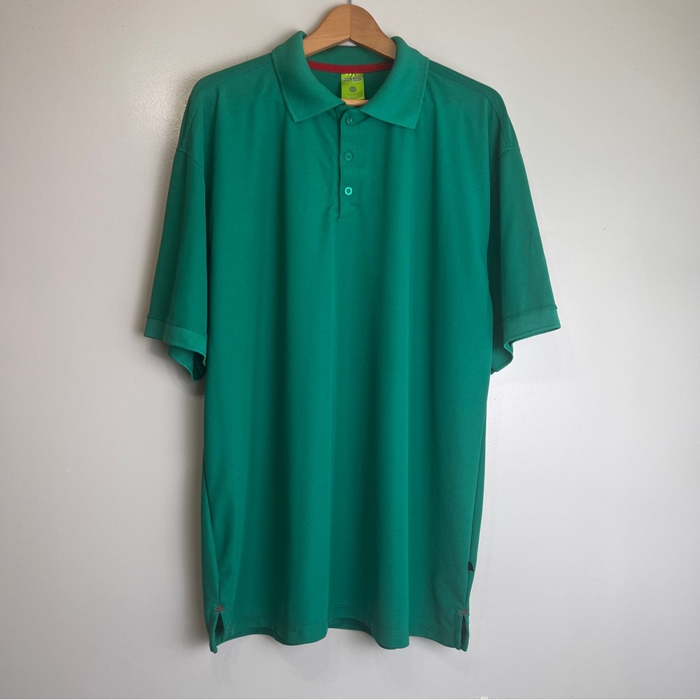 Playerytees Men's Emerald Green Polo Shirt Classic 3-Button Placket Size XL, EUC